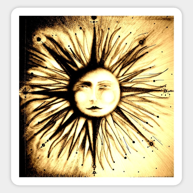 op art sun face astrology stars deco man in moon art Sticker by jacquline8689